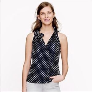 JCrew polka dot sleeveless popover blouse
